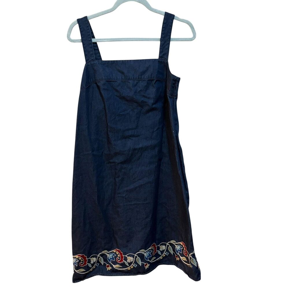 Pendleton Dress Womens Small Blue Denim Embroidered Hem Sleeveless Sundress - Picture 2 of 4